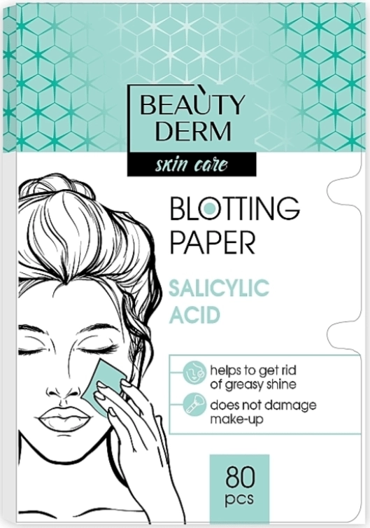 Серветки для обличчя матуючі Beauty Derm 80шт з саліциловою кислотою