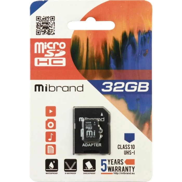 Флеш карта Mibrand 32GB microSDHC class 10 UHS-I (MICDHU1/32GB-A)