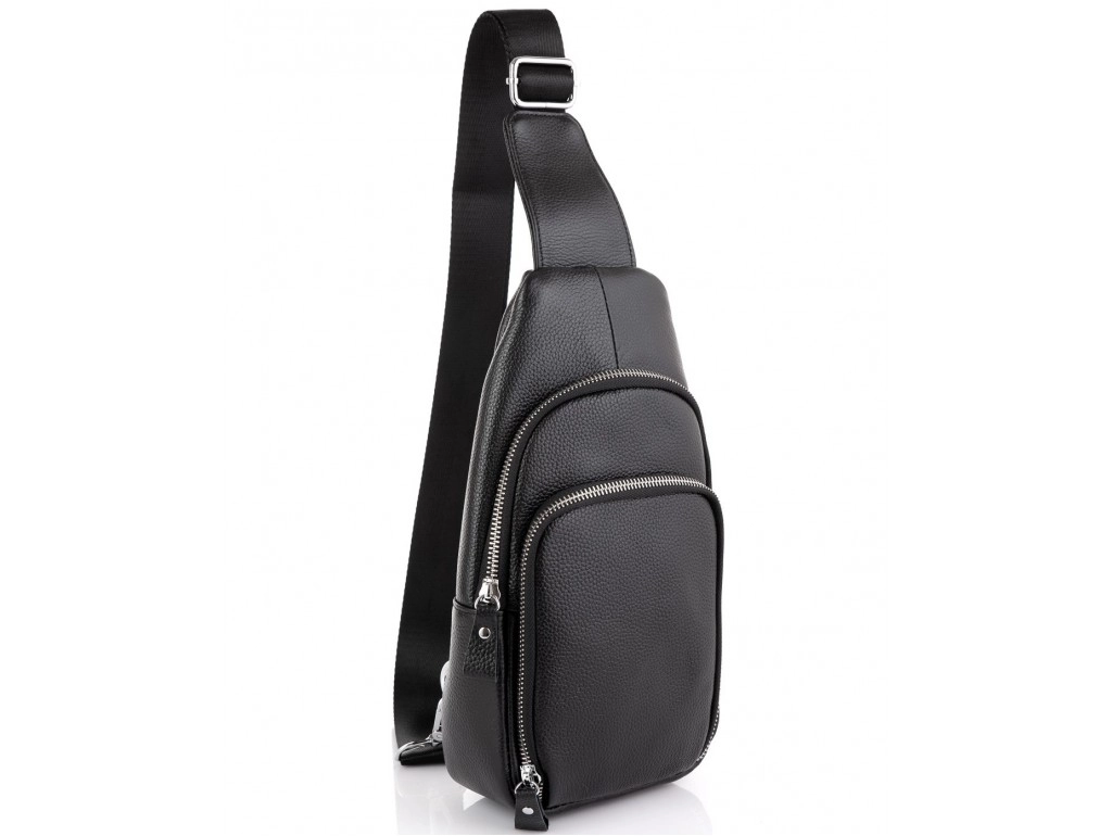 Слінг чоловічий шкіряний чорний через плече Tiding Bag A25F-5058A