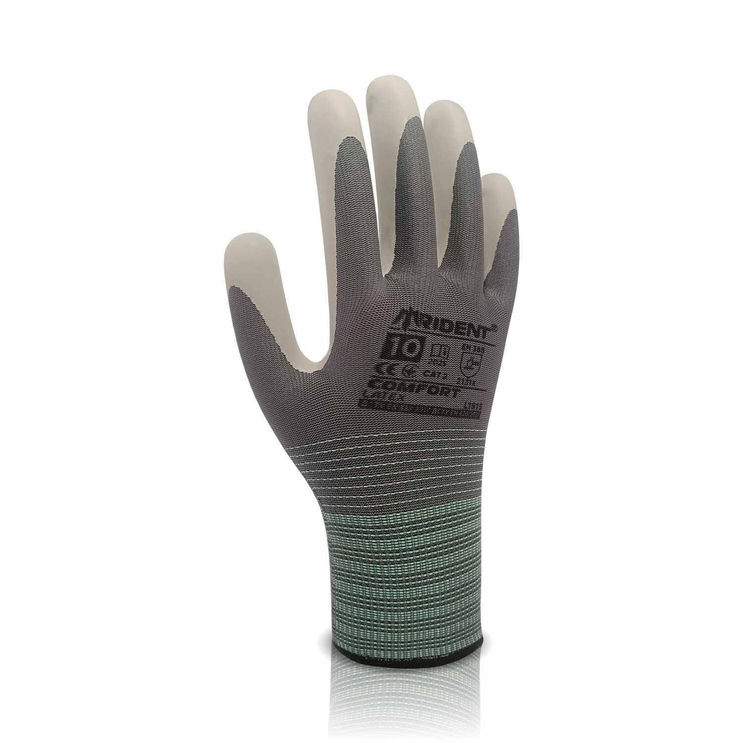 Рукавички поліестерові сірі з латексним та рельєфним тисненням COMFORT р10 TRIDENT L1515