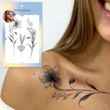 Тимчасове тату Tattooshka набір Українські квіти із вишиванкою LB-143