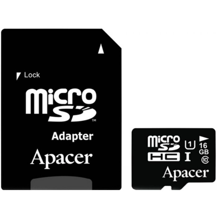 Флеш картка microSDHC (UHS-1) Apacer 16Gb class 10 (adapter SD) AP16GMCSH10U1-R