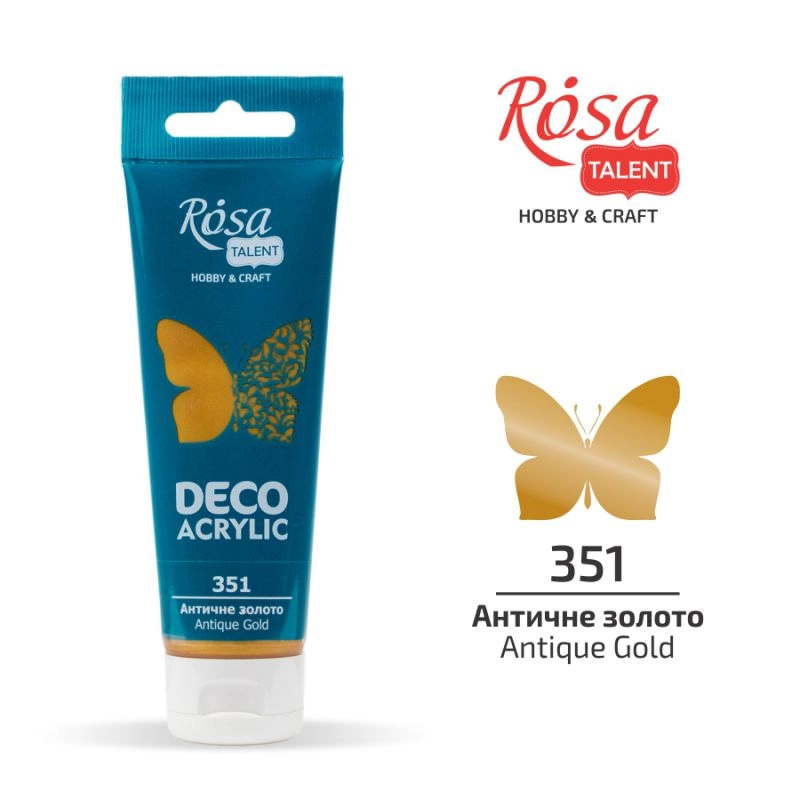Акрил для декору Античне золото металік 75мл ROSA TALENT — фото 2