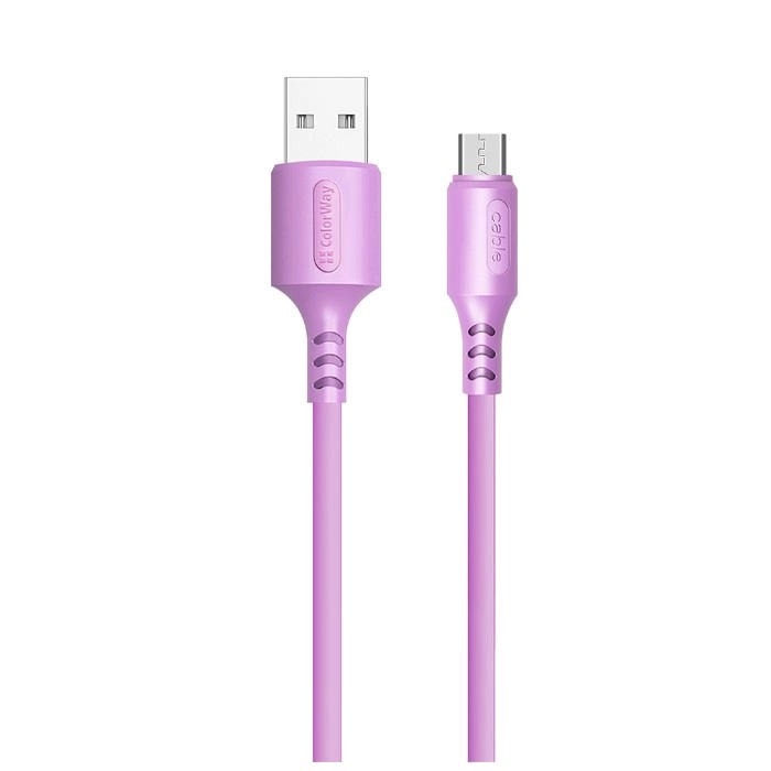 Кабель Colorway USB - MicroUSB (soft silicone) 2.4А 1м фіолетовий (CW-CBUM044-PU)