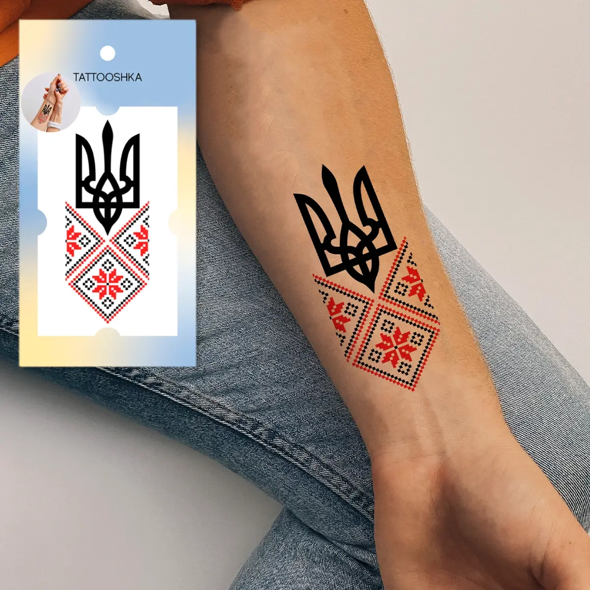 Тимчасове тату Tattooshka Вишиванка із гербом L-55