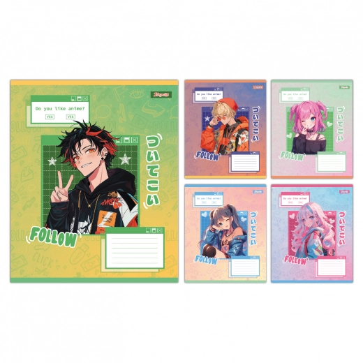 Зошит учнівський 18 аркушів лінія 1B Follow Anime 768123 Зошит учнівський 18 аркушів лінія 1B Follow Anime 768123