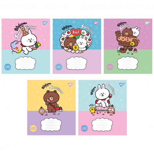Зошит учнівський 12 аркушів клітинка Yes Line Friends Sweetieland 766921