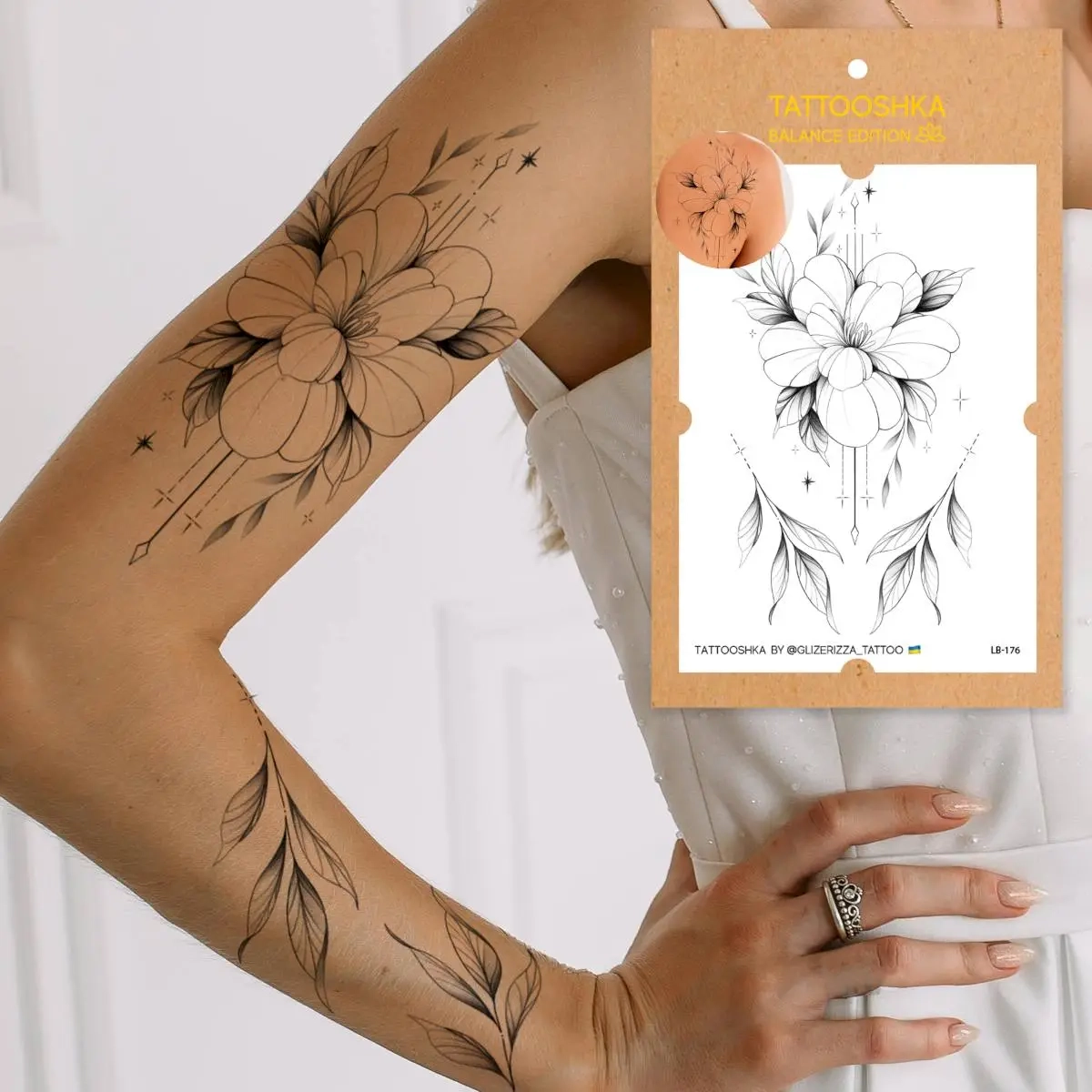 Тимчасове тату Tattooshka набір FLOWER MOOD LB-176