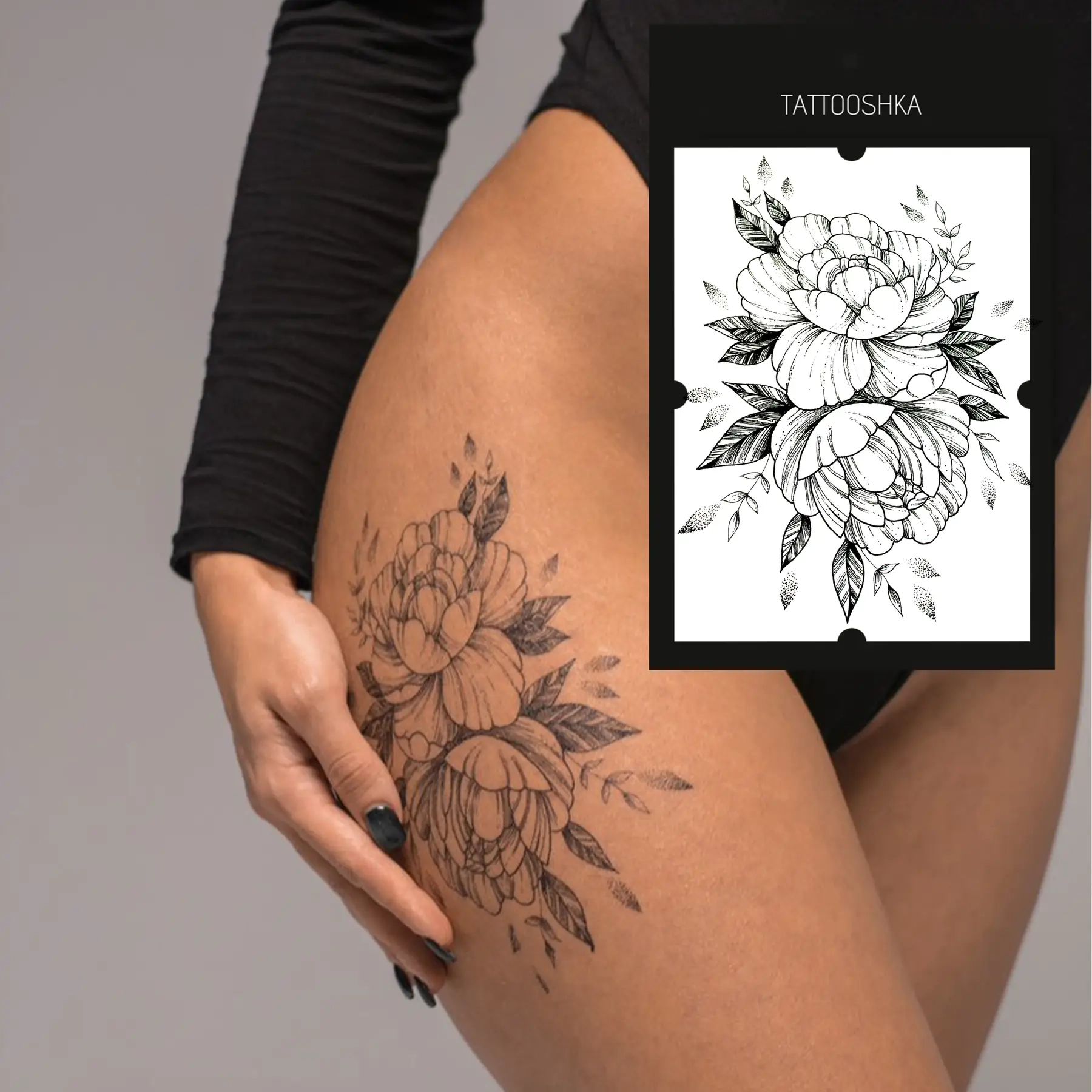 Тимчасове тату Tattooshka Великий піон TH-385