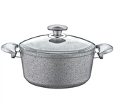 Кастрюля OMS D22 см 3,5л з кришкою скло сірий OMS 3110 -22-3,5л-Grey