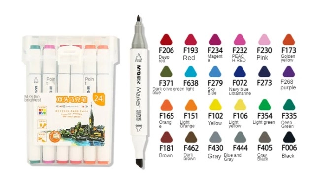 Скетчмаркери M&G 24 кольори в пластиковій сумці APMV0901