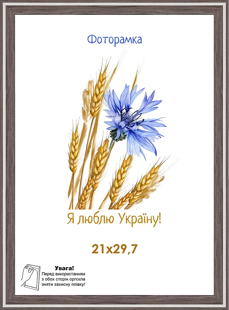 Фоторамка оргскло 21х29,7 коричневе дерево з білою смужкою 1613-6375