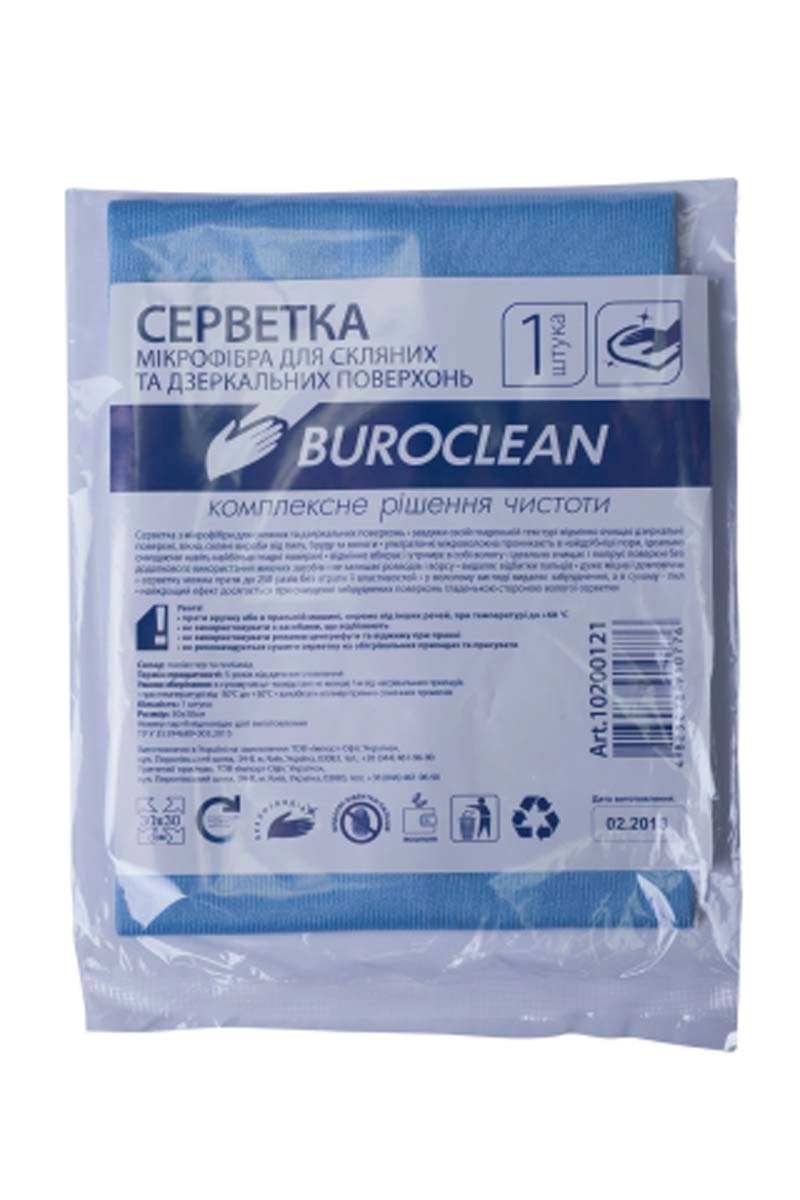 СЕРВЕТКА BuroClean мікрофібра для скла та дзеркал 30х30