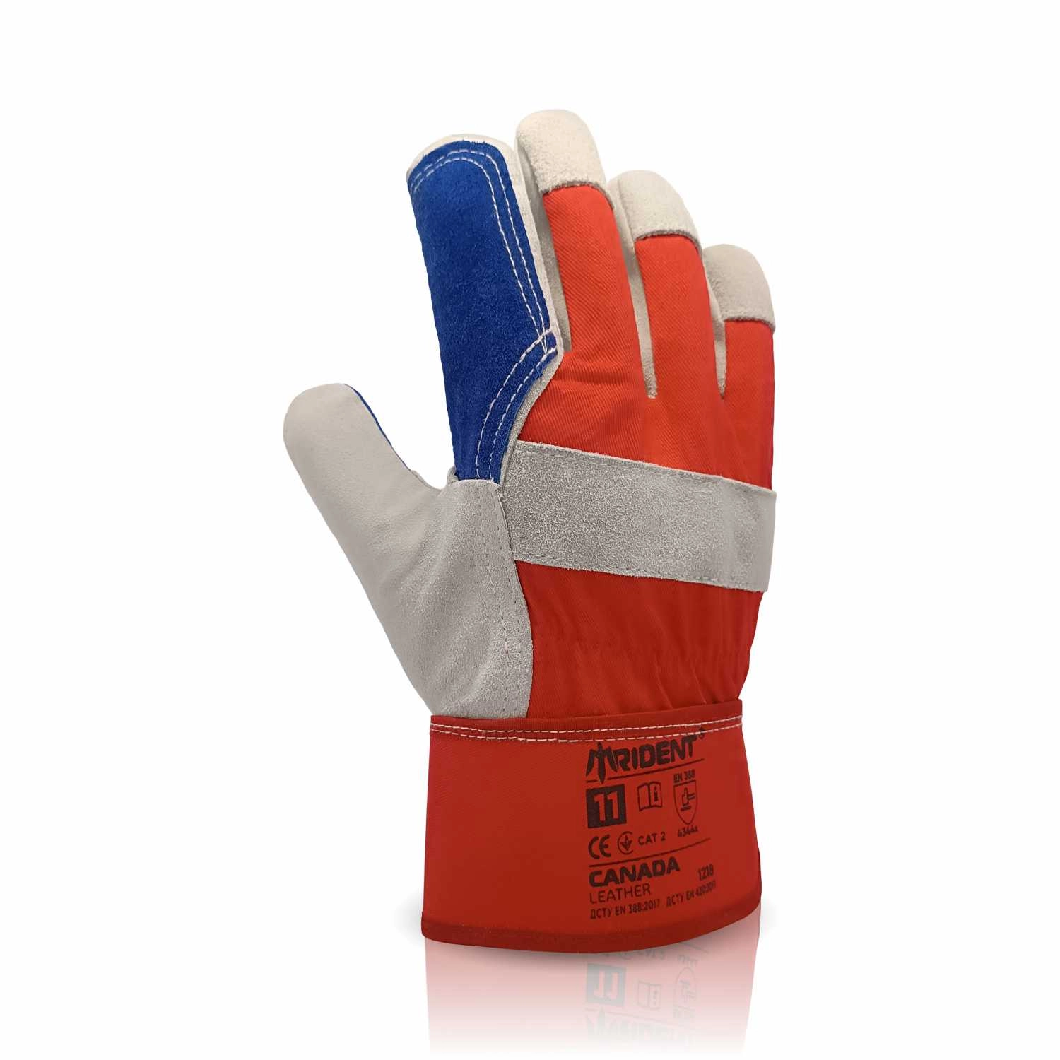 Рукавички спилкові комбіновані посилені CANADA р10 TRIDENT 1218