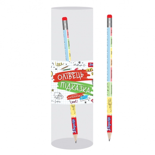 Олівець 1Вересня чорнографітний круг з гумкою Математика 8 клас