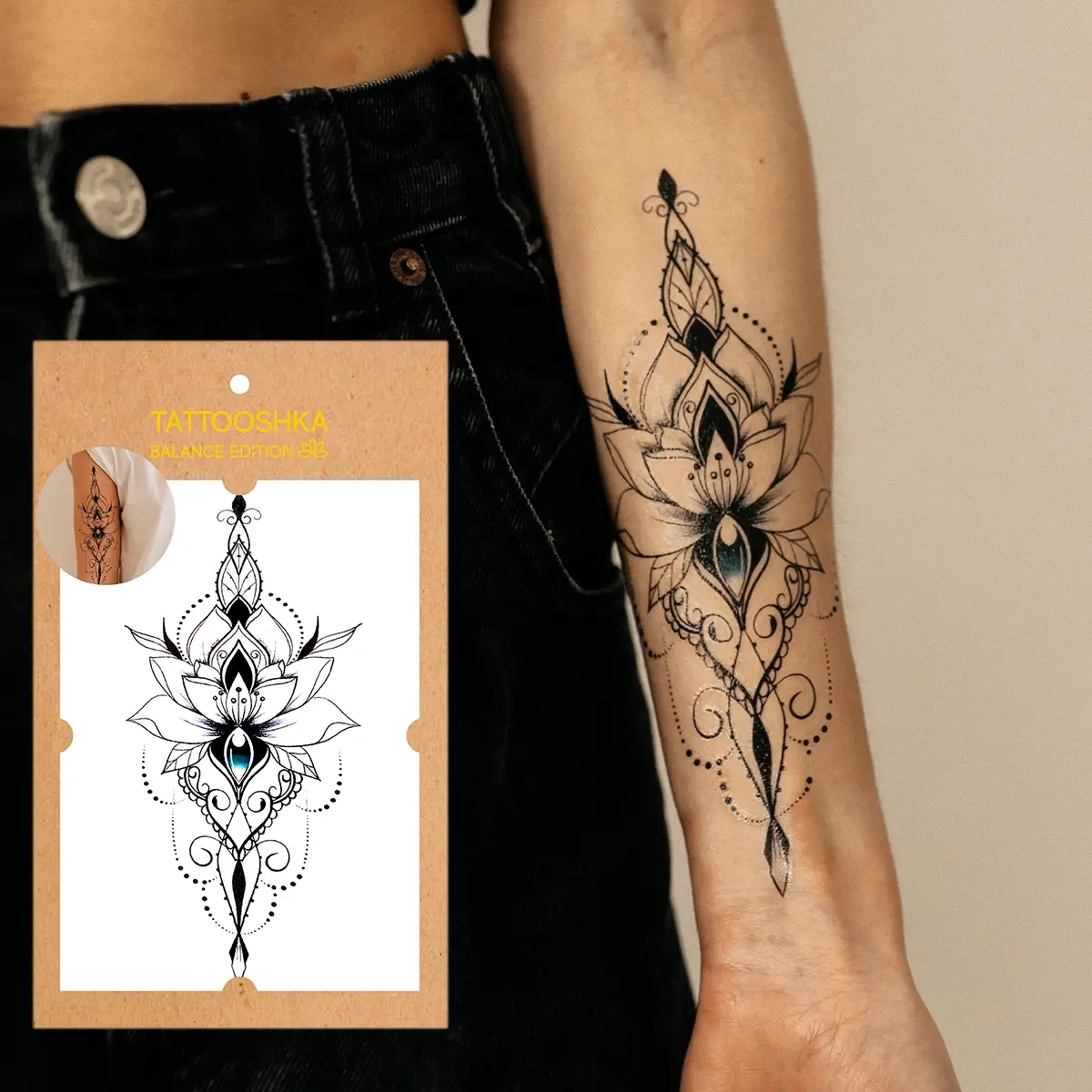 Тимчасове тату Tattooshka Мандала - лотос QC-911