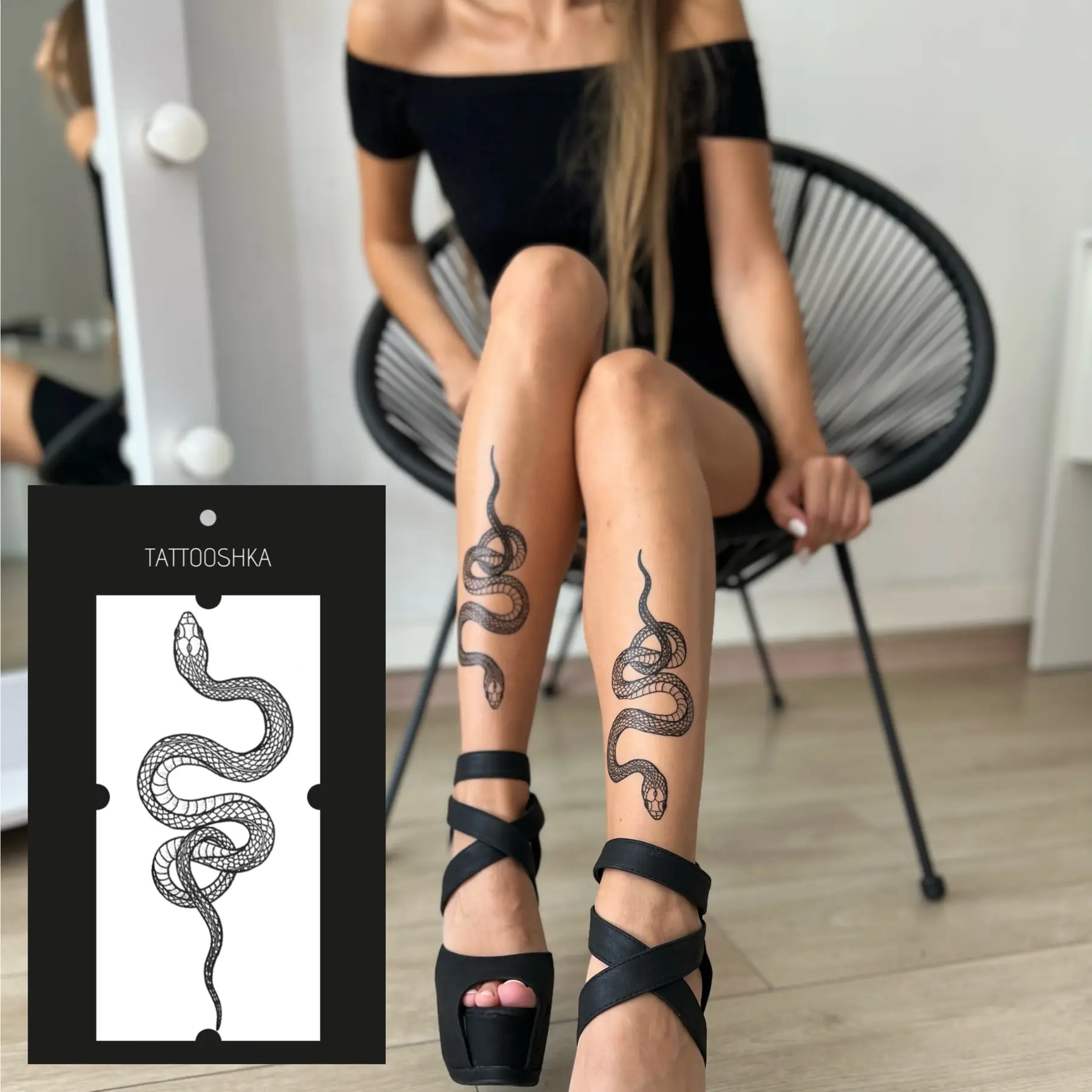 Тимчасове тату Tattooshka Змія 20 см LA-1