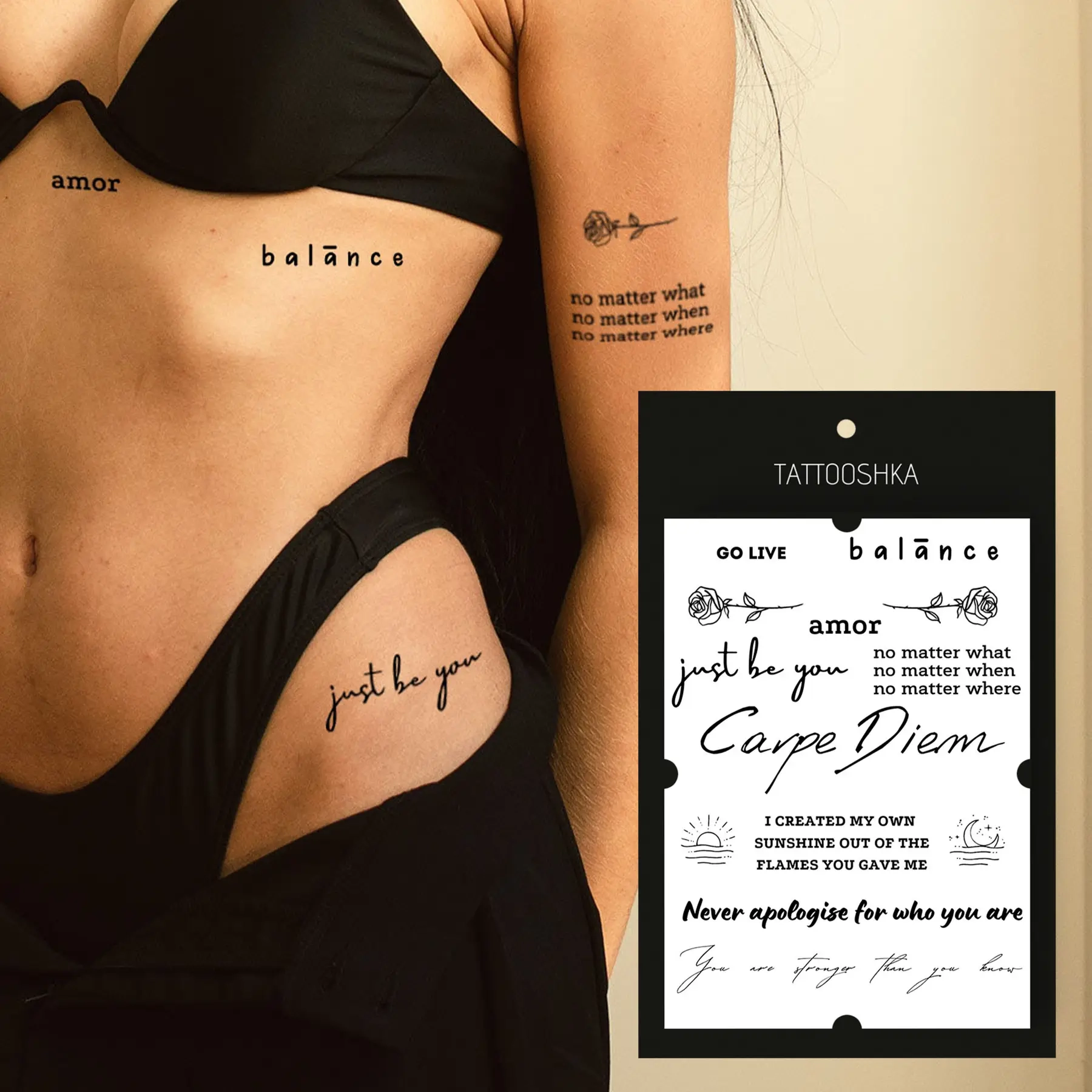 Тимчасове тату Tattooshka набір Carpe Diem LB-114