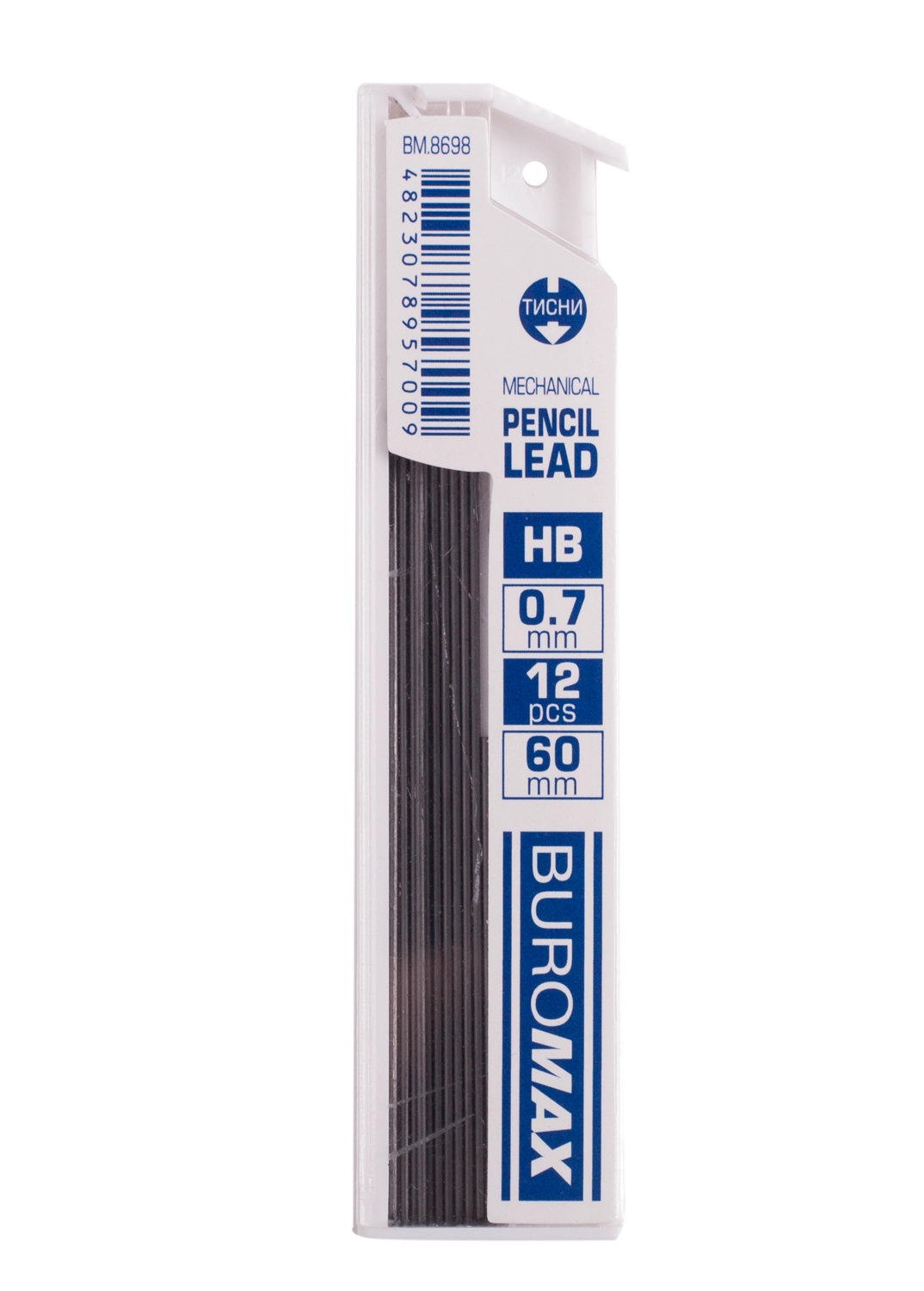 Грифелі для механічного олівця, HB, 0.7мм, 12шт.