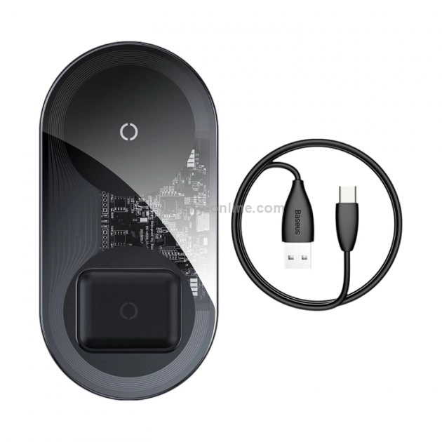 Бездротовий ЗП Baseus Simple 2in1 Wireless Charger 18W Max For Phones+Pods Transparent