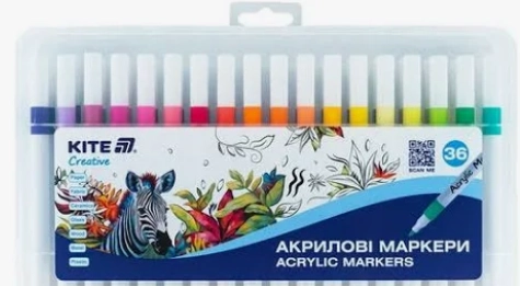 Набір акрилових маркерів Kite Creative 36шт K-1158 Набір акрилових маркерів Kite Creative 36шт K-1158