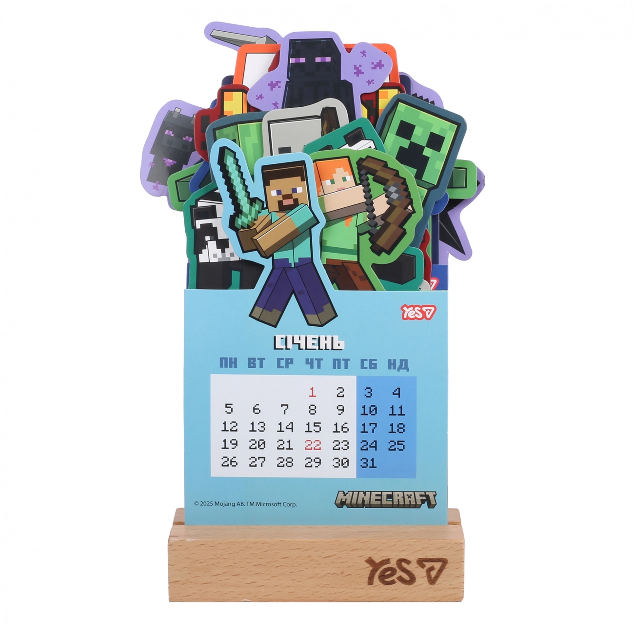 Календар Yes Minecraft настільний формовий на підставці на 2026 р 13.5 х 22.3 см