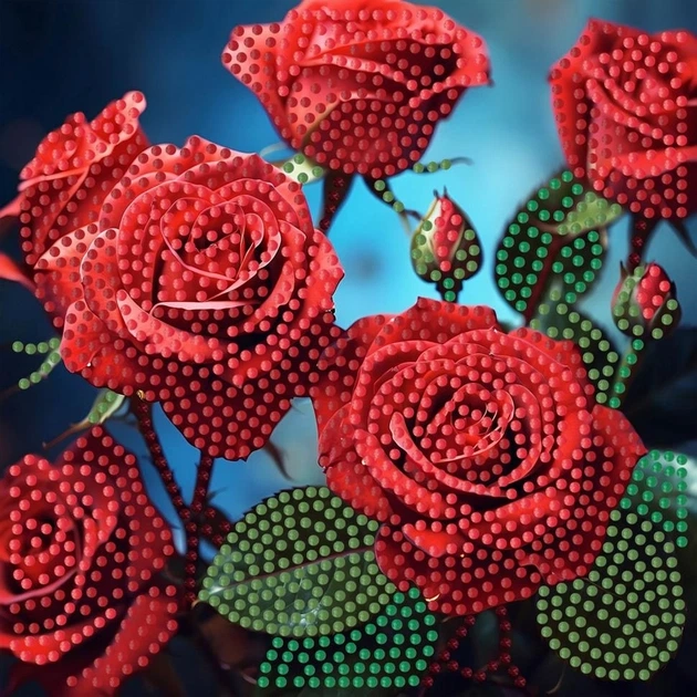 Алмазна мозаїка Strateg Червоні троянди 18×18 см — фото 2