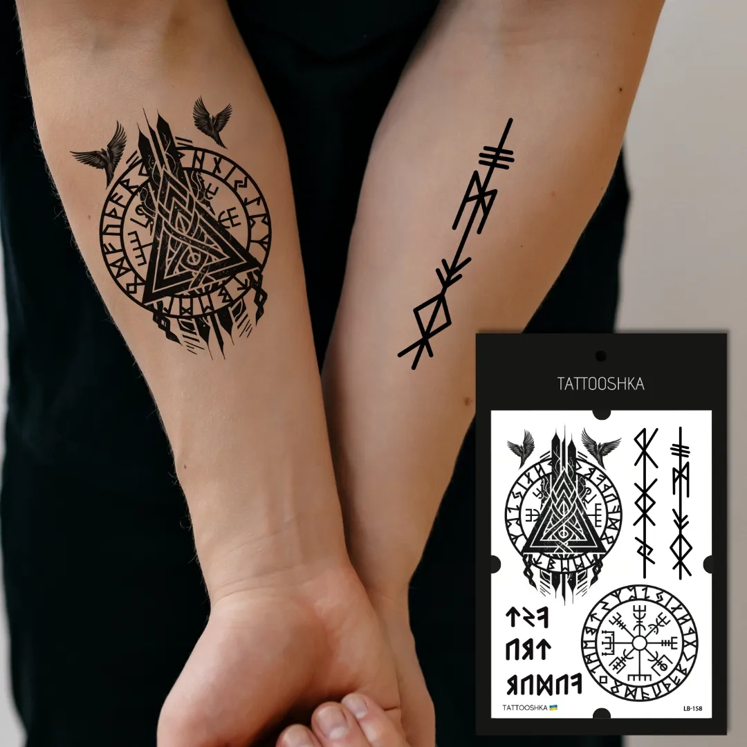 Тимчасове тату Tattooshka набір Руни та узори LB-158