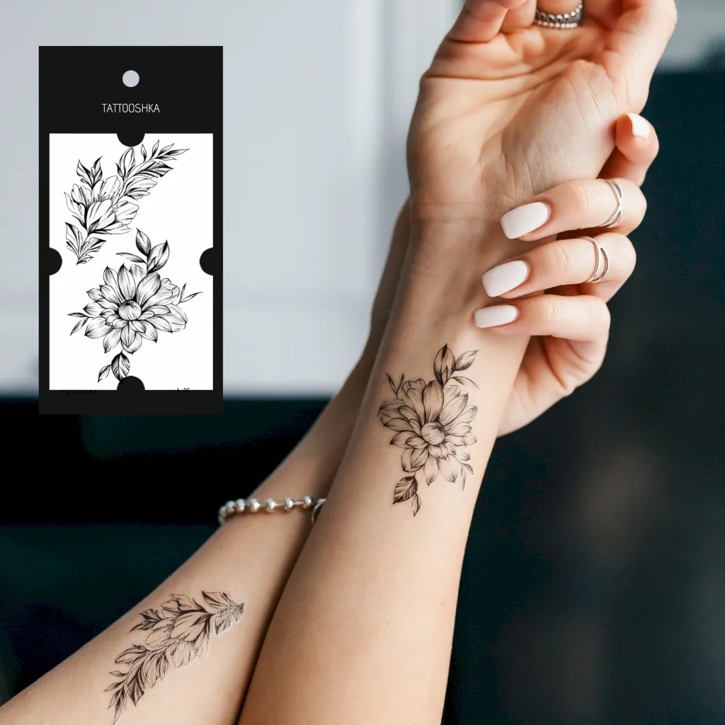Тимчасове тату Tattooshka Квіти з гілочкою L-25