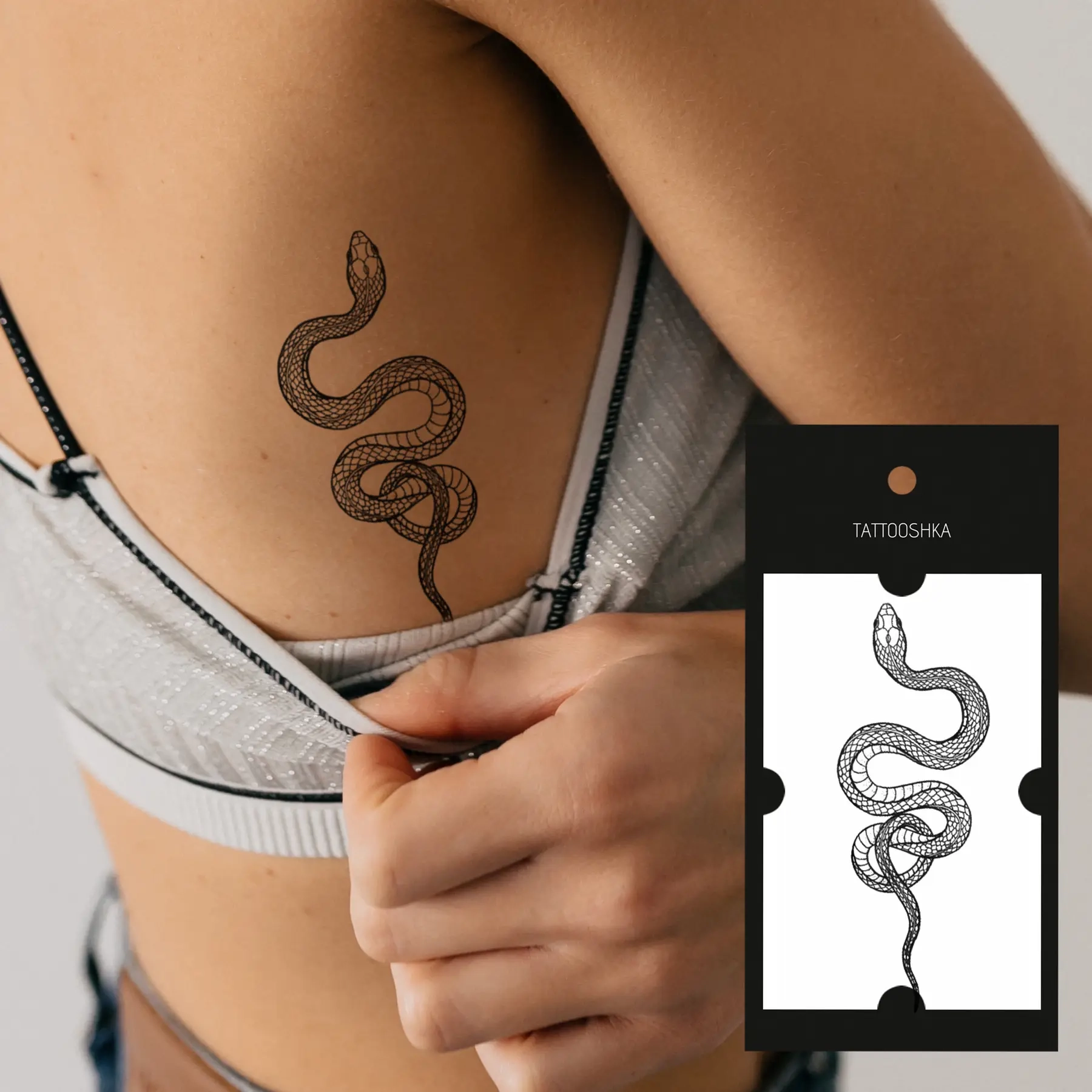 Тимчасове тату Tattooshka Змія 10 см L-5