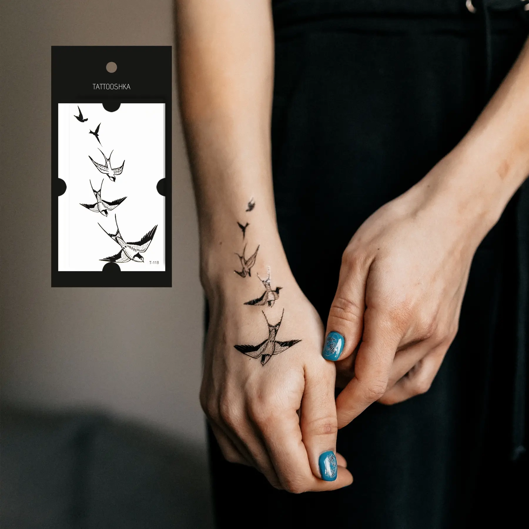 Тимчасове тату Tattooshka Політ ластівки T-118