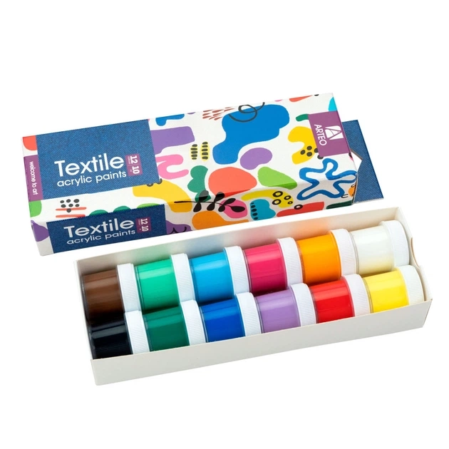 Набір акрилових фарб для розпису тканин Arteo 12 кольорів — фото 2
