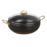 Кастрюля OMS алюмінієва антипригарна D32 см 9,2л з кришкою скло чорний/Бронза OMS 3141-32-9,2л-Bronze