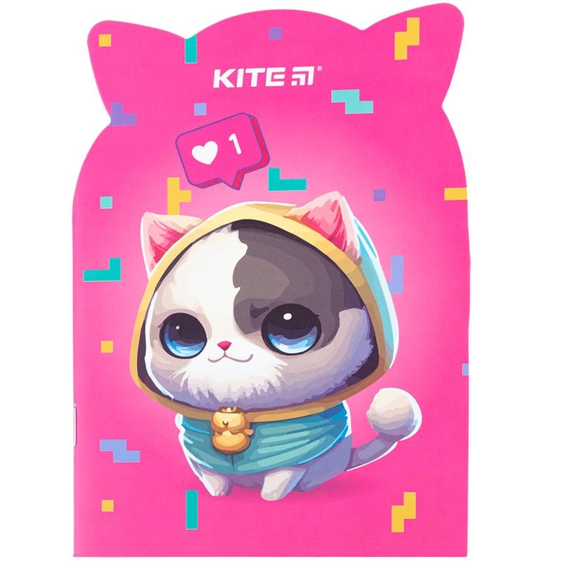 Блокнот В6 Kite 48 аркушів мяка обкладинка скоба Like cat K24-461-2