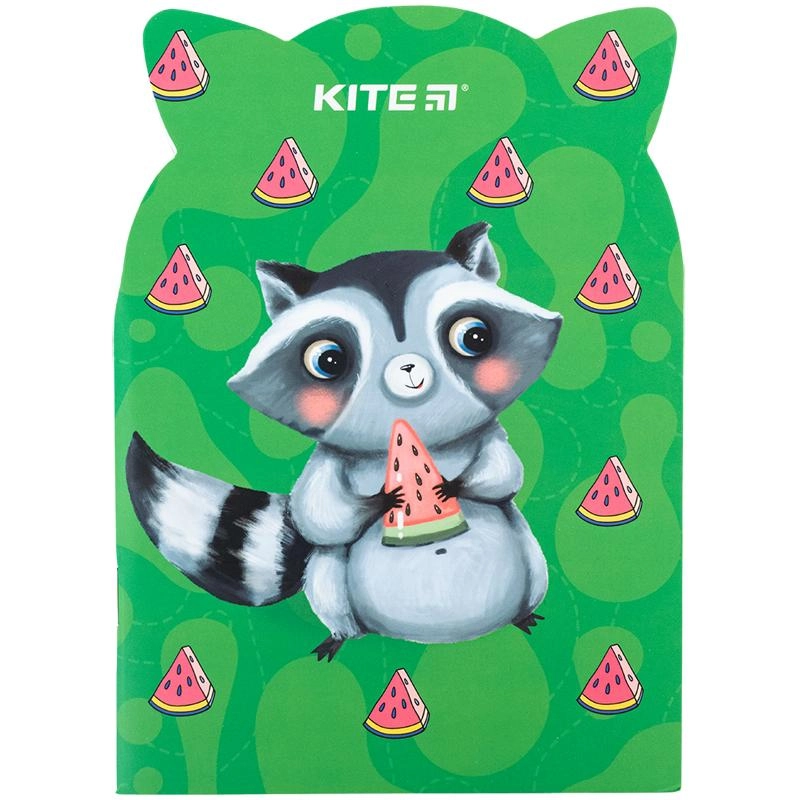 Блокнот В6 Kite 48 аркушів мяка обкладинка скоба Tasty racoon K24-461-4