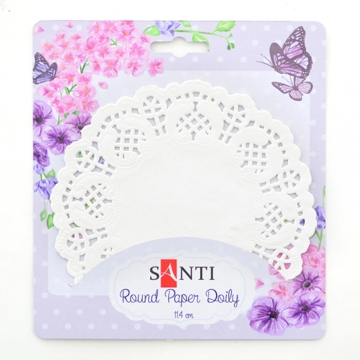 Набір серветок ажурних круглих, колір білий , діаметр 11,4 см, 12 шт.