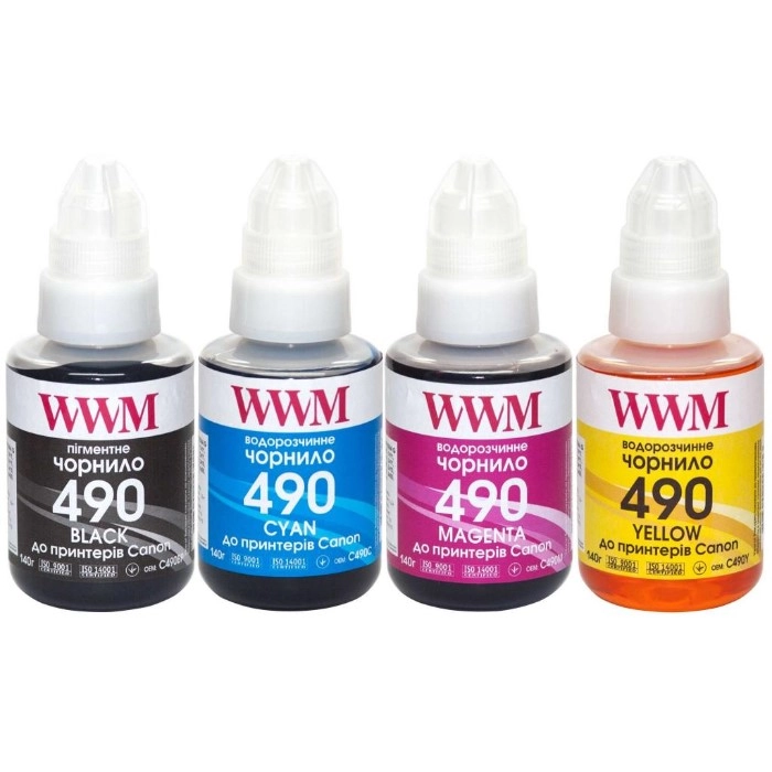 Комплект чорнил WWM Canon GL-490 G1400/G2400/G3400 (C490SET4)