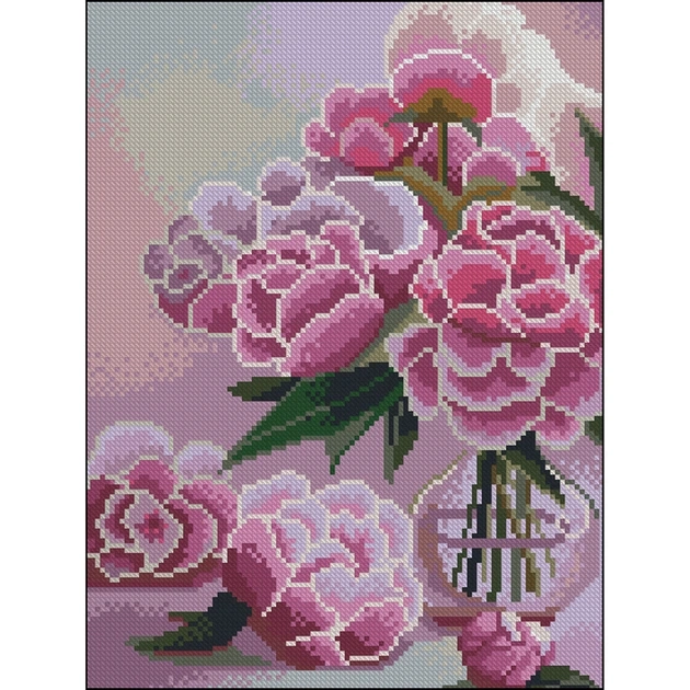 Алмазна мозаїка Strateg Рожеві півонії 30×40 см — фото 2