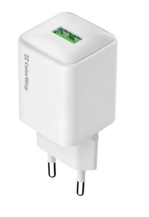 Мережевий зарядний пристрій Colorway 1USB Quick Charge 3.0 (18W) V2 білий