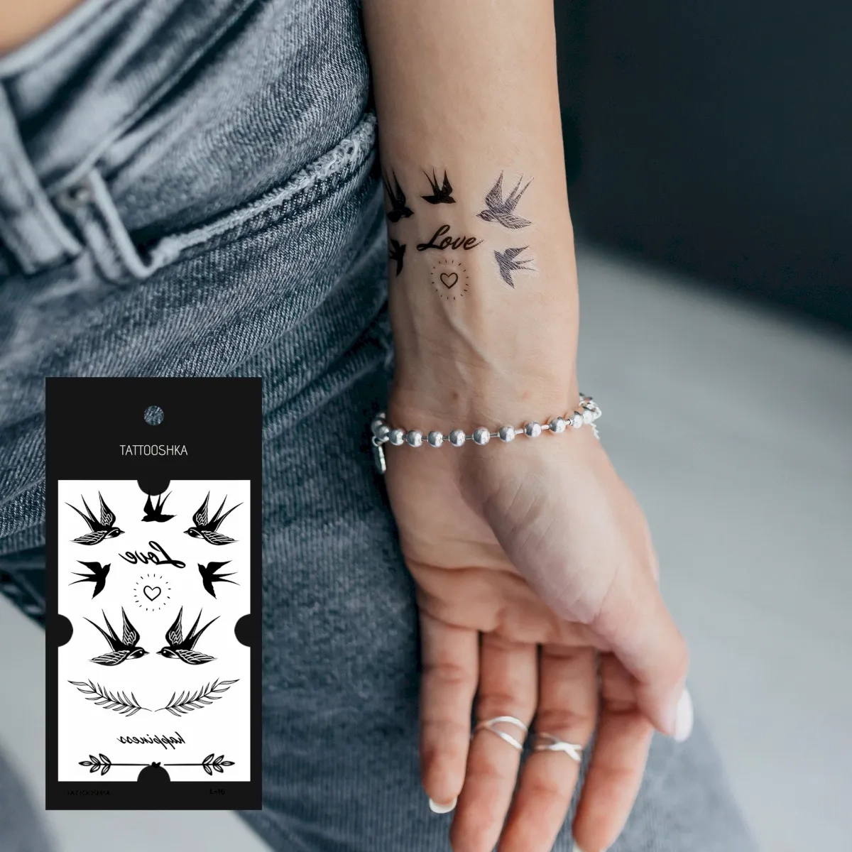 Тимчасове тату Tattooshka Ластівки Love L-16