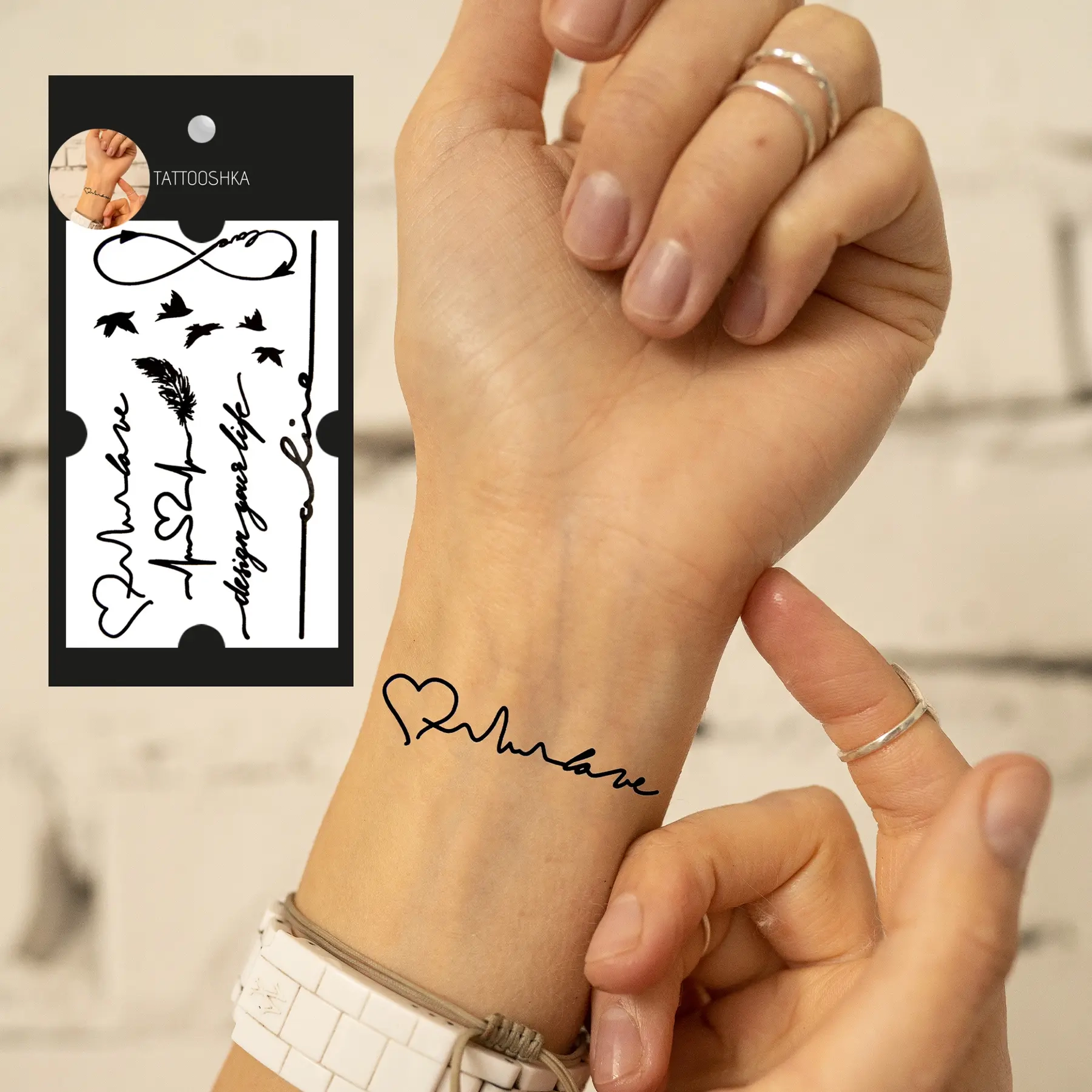Тимчасове тату Tattooshka Безкінечність зі словами HC-416