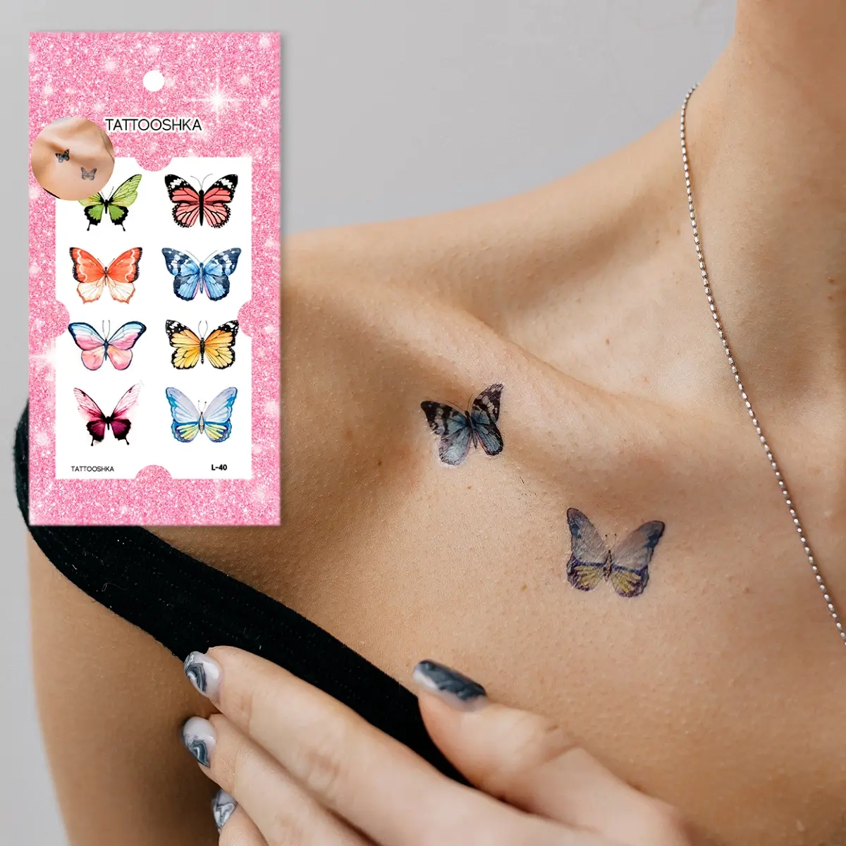 Тимчасове тату Tattooshka Метелики акварель міні - L-40 L-40