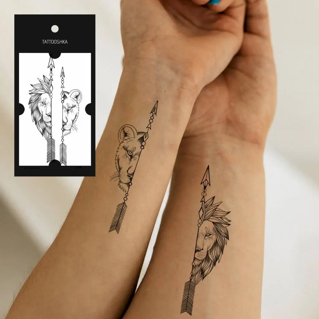 Тимчасове тату Tattooshka Лев і левиця L-26