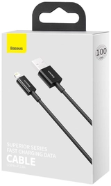 КАБЕЛЬ BASEUS SUPERIOR SERIES USB TO IP 2.4A 1M BLACK CALYS-A01