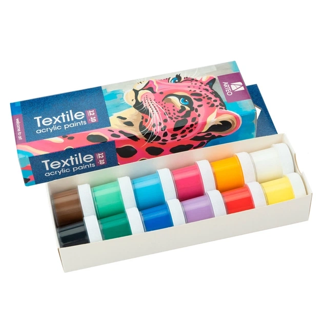 Набір акрилових фарб для розпису тканин Animals 12х10мл Arteo — фото 2