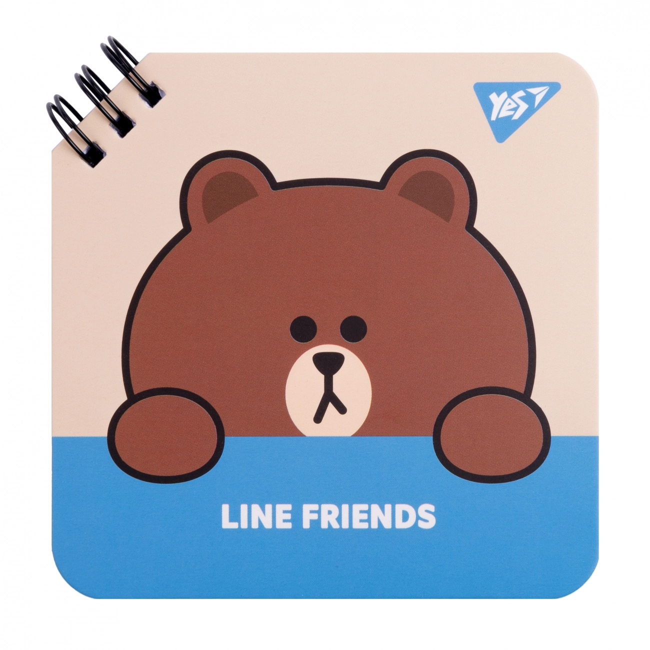 Блокнот YES 110х110 мм 80 аркушів подинарнавійна cпіраль Line Friends Brown 151749