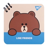 Блокнот YES 110х110 мм 80 аркушів подинарнавійна cпіраль Line Friends Brown 151749