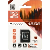 Флеш карта Mibrand 16GB microSDHC class 10 UHS-I (MICDHU1/16GB-A)
