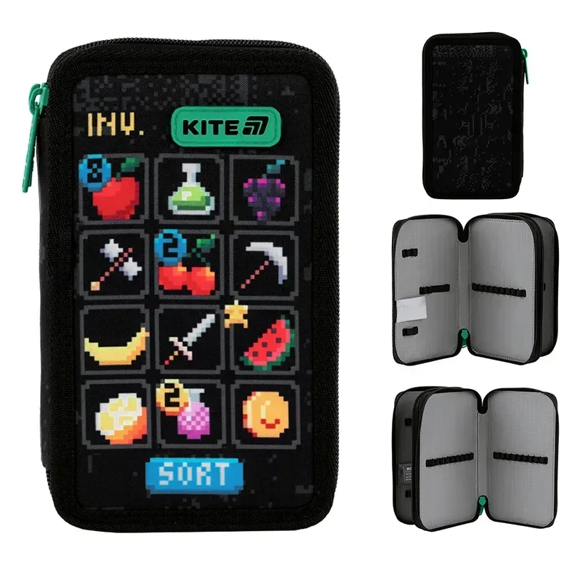 Пенал Kite 2 відділення без наповнення 623 Pixel Game K25-623-2