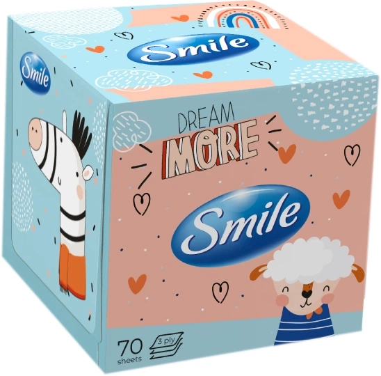 Серветки Косметичні Smile білі 3шт куб 70 шт 29488 Серветки Косметичні Smile білі 3шт куб 70 шт 29488